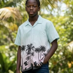 Men's Casual Palm Tree Print Shirt